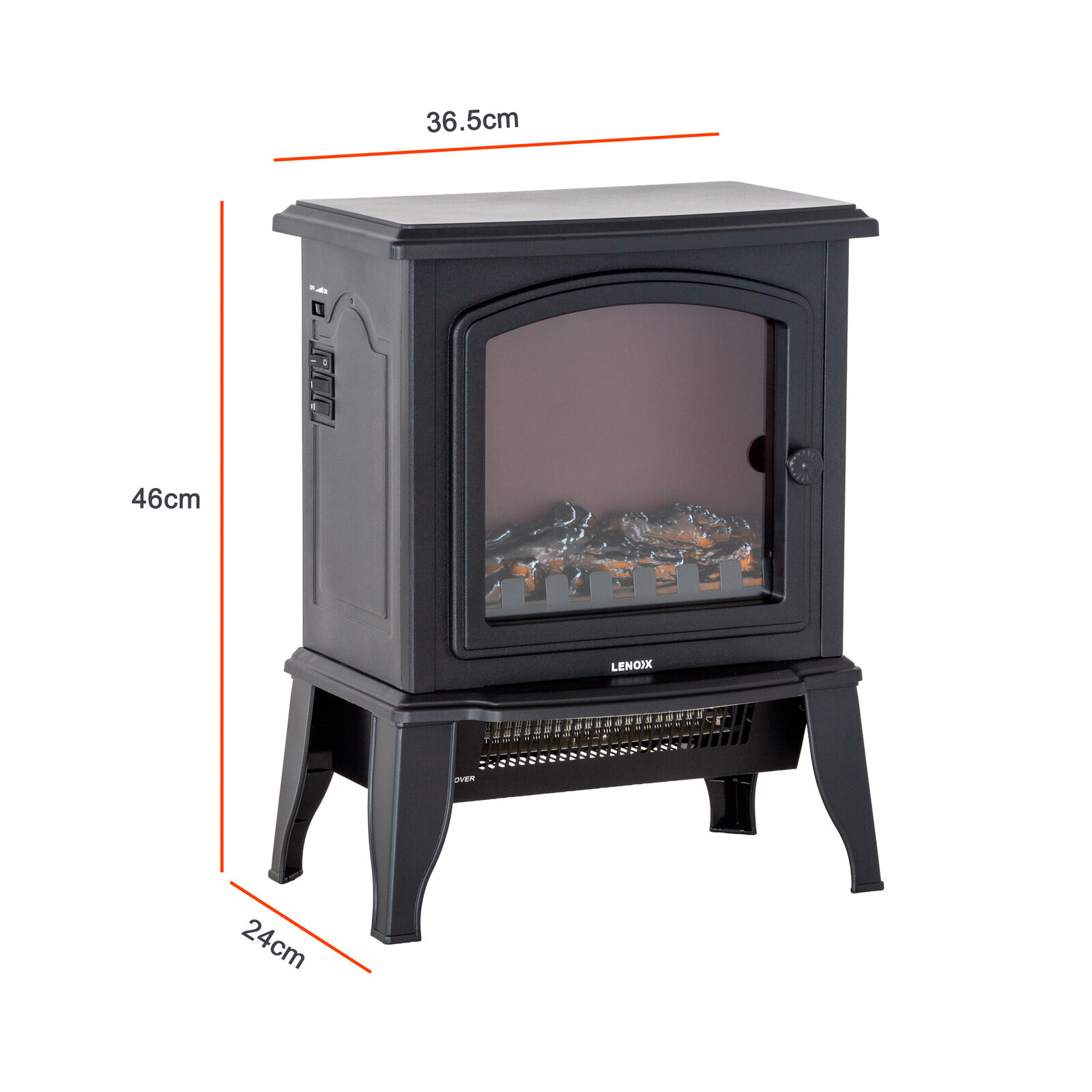 Electric 1000W to 2000W Fireplace Heater with Realistic Log Flame Display - Image 3