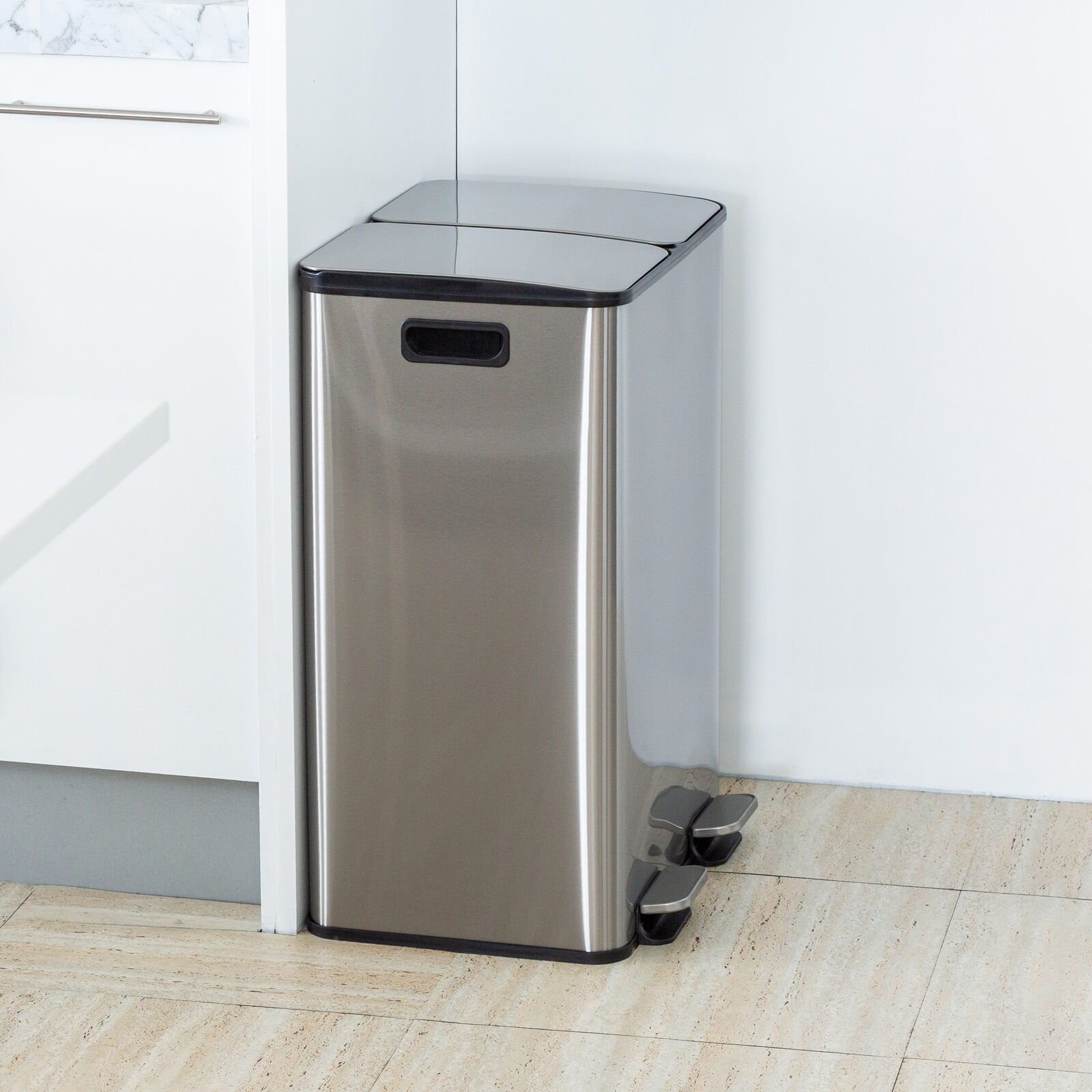 Stainless Steel Dual Compartment (30L each Section) Pedal Operation Rubbish Bin - Image 7