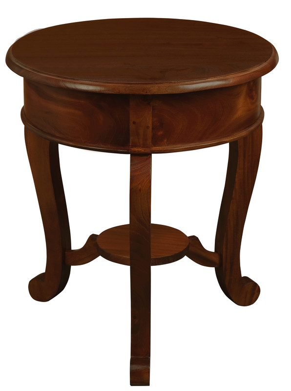 Round Cabriole Leg 1 Drawer Lamp Table (Mahogany) - Image 4