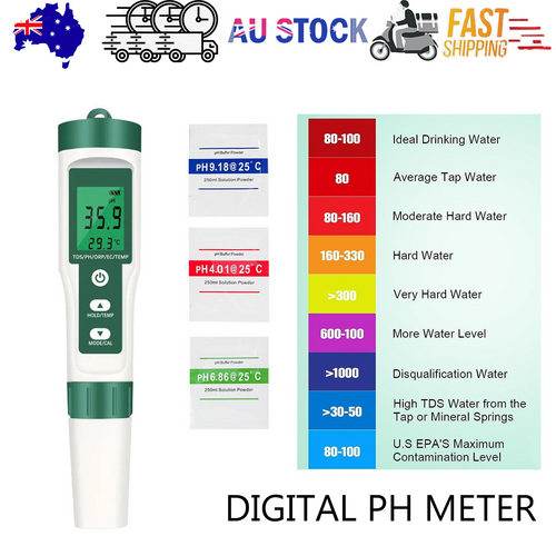 7 In 1 PH Meter TDS/EC/Salt/Temp Water Quality Monitor Tester Pen Pool Aquarium - Image 1