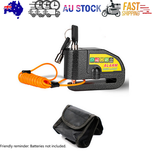 Black Motorcycle Alarm Disc Lock Motor Bike Brake Security Electric  Bicycle Lock AU - Image 1