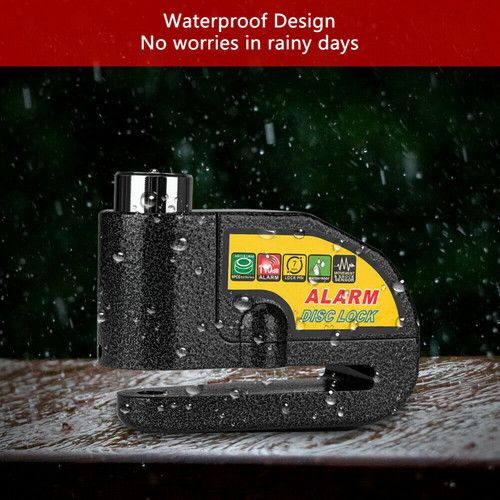 Black Motorcycle Alarm Disc Lock Motor Bike Brake Security Electric  Bicycle Lock AU - Image 2