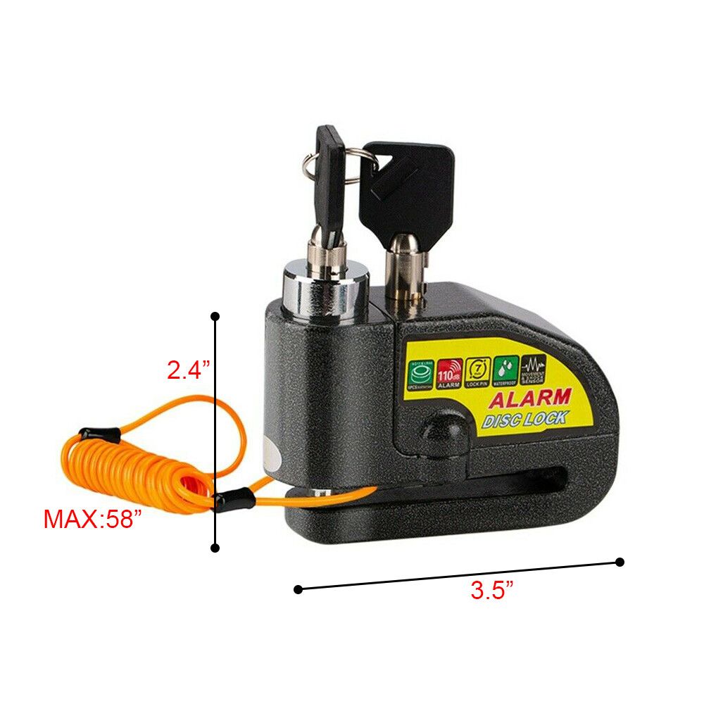 Black Motorcycle Alarm Disc Lock Motor Bike Brake Security Electric  Bicycle Lock AU - Image 6