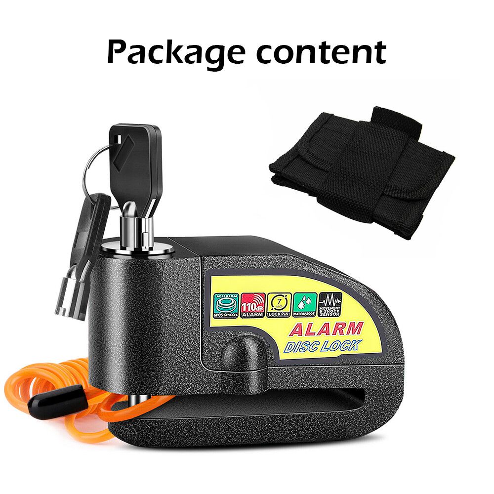 Black Motorcycle Alarm Disc Lock Motor Bike Brake Security Electric  Bicycle Lock AU - Image 7