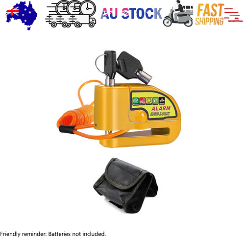 Yellow Motorcycle Alarm Disc Lock Motor Bike Brake Security Electric  Bicycle Lock AU - Image 1