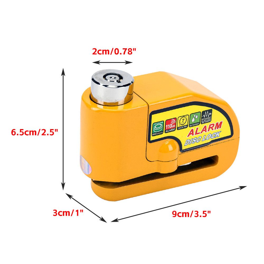 Yellow Motorcycle Alarm Disc Lock Motor Bike Brake Security Electric  Bicycle Lock AU - Image 2