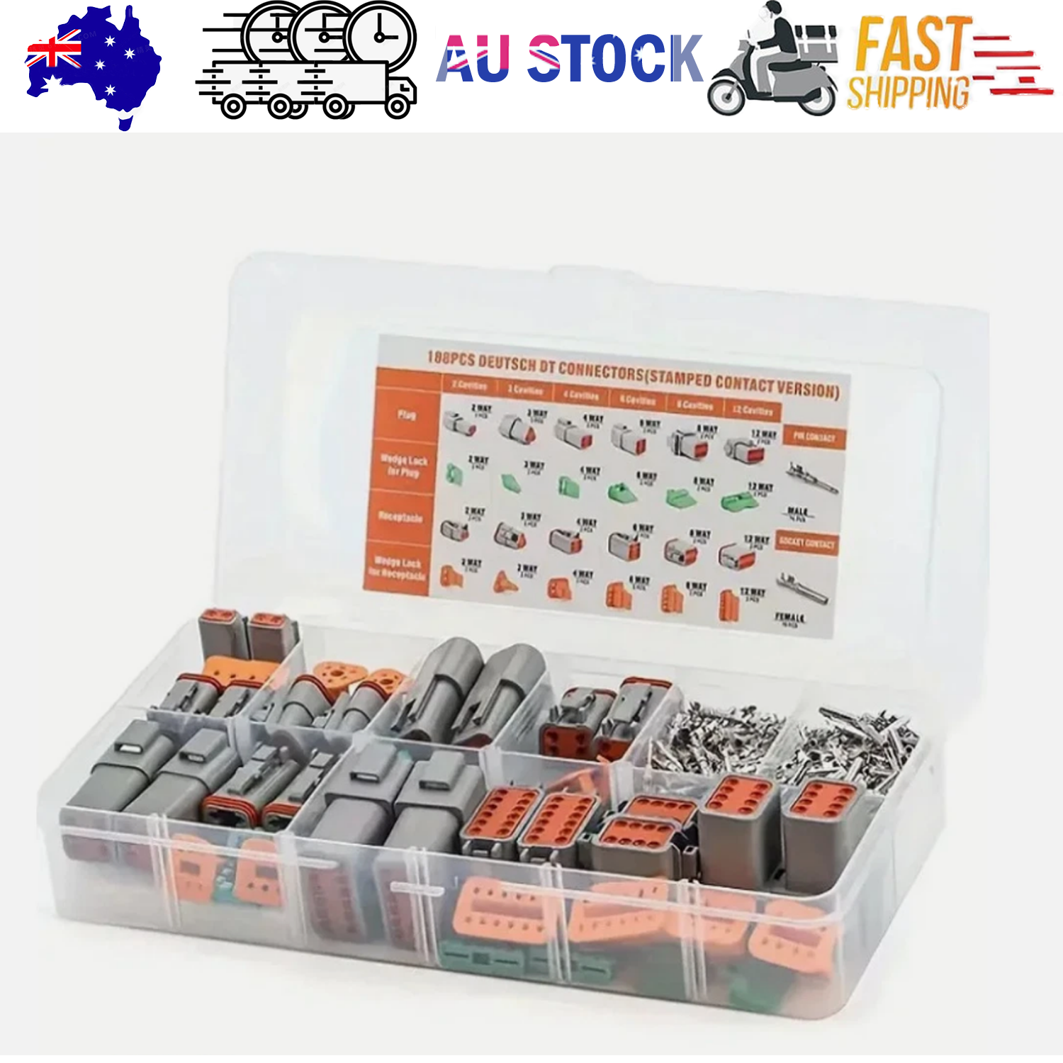 188pcs Deutsch DT Series Connector Assortment 2/3/4/6/8/12 pin 2 Pair each - Image 1