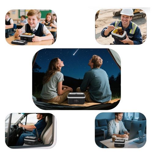 Portable 1L Cordless Electric Heated Lunch Box 16000mAh 60W 304 Stainless Steel Black&Green - Image 4
