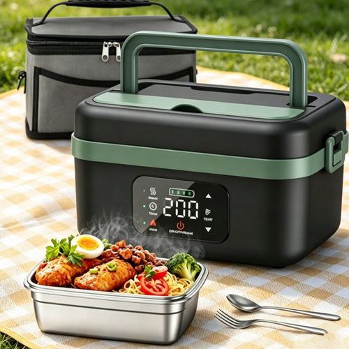 Portable 1L Cordless Electric Heated Lunch Box 16000mAh 60W 304 Stainless Steel Black&Green - Image 7