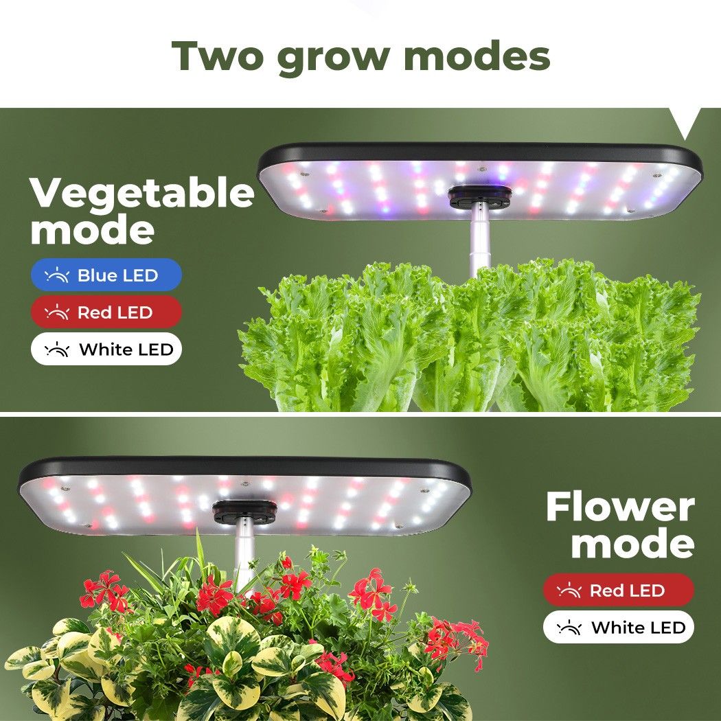 Hydroponics Plant Growing System 12 Pods Indoor Herb Garden Kit Led Light 4L Black - Image 2