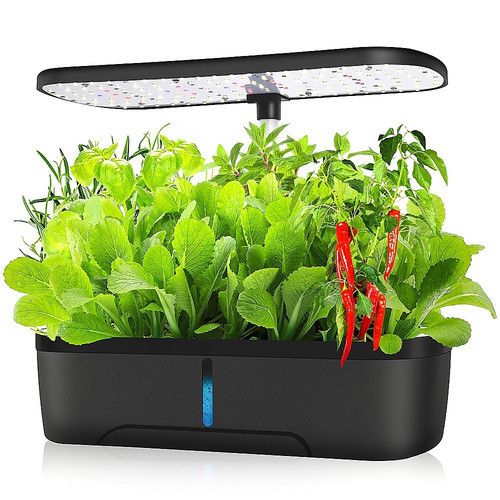Hydroponics Plant Growing System 12 Pods Indoor Herb Garden Kit Led Light 4L Black - Image 4