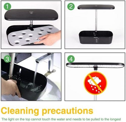 Hydroponics Plant Growing System 12 Pods Indoor Herb Garden Kit Led Light 4L Black - Image 7