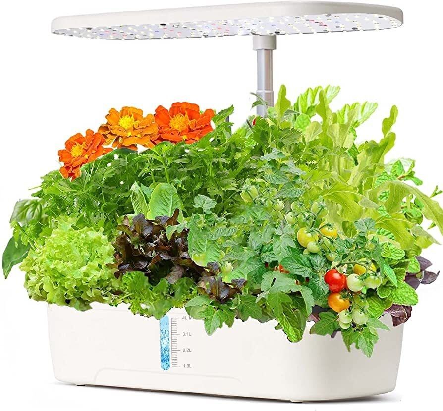 Hydroponics Plant Growing System 12 Pods Indoor Herb Garden Kit Led Light 4L WHITE - Image 1