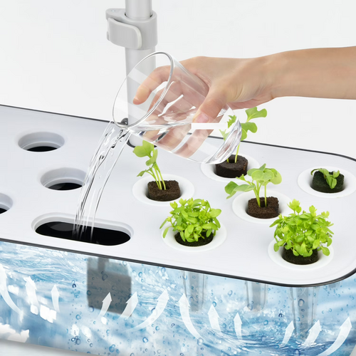 Hydroponics Plant Growing System 12 Pods Indoor Herb Garden Kit Led Light 4L WHITE - Image 6