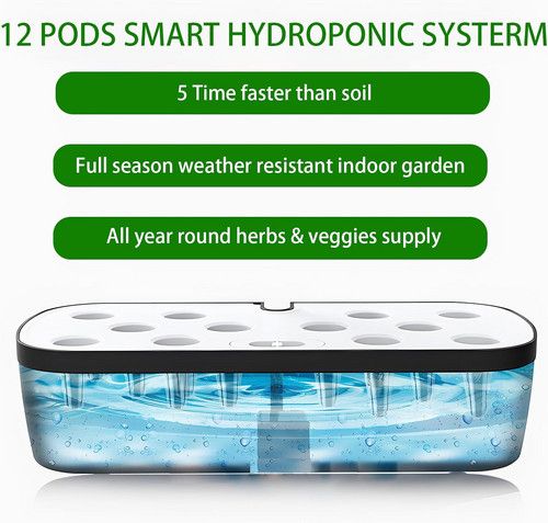 Hydroponics Plant Growing System 12 Pods Indoor Herb Garden Kit Led Light 4L WHITE - Image 8