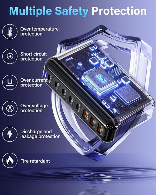 600W GaN³ 8 Ports Fast Charging Station USB&Type-C for iPhone, Laptops, MacBook - Image 6