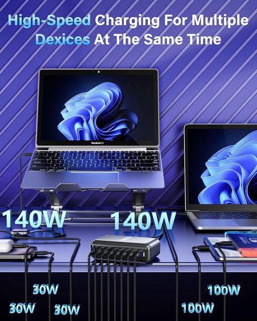 600W GaN³ 8 Ports Fast Charging Station USB&Type-C for iPhone, Laptops, MacBook - Image 7