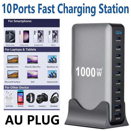 1000W GaN Fast Charging Station 10Ports USB&Type-C for iPhone, Laptops, MacBook - Image 2