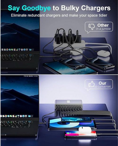 1000W GaN Fast Charging Station 10Ports USB&Type-C for iPhone, Laptops, MacBook - Image 6