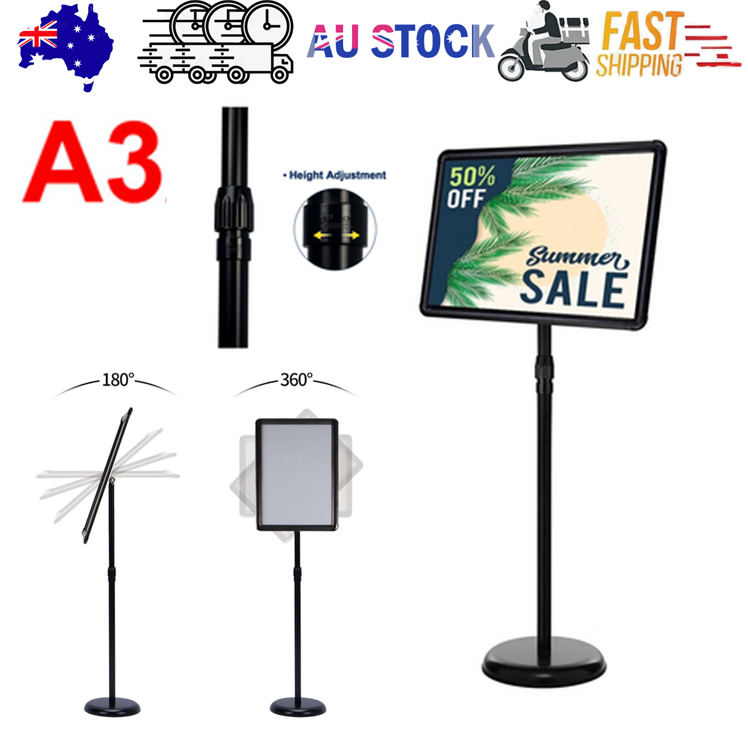 A3 Floor Poster Stand Foyer Pedestal Sign Holder Business Menu Display Stand - Image 1