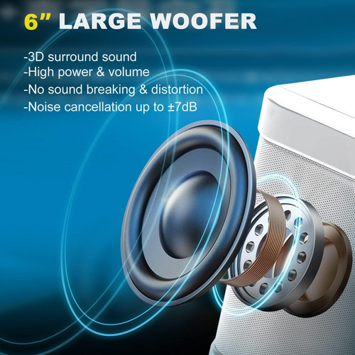 Black Karaoke Machine with 2 Wireless Microphones Bluetooth-Compatible 5.0 for Parties - Image 7