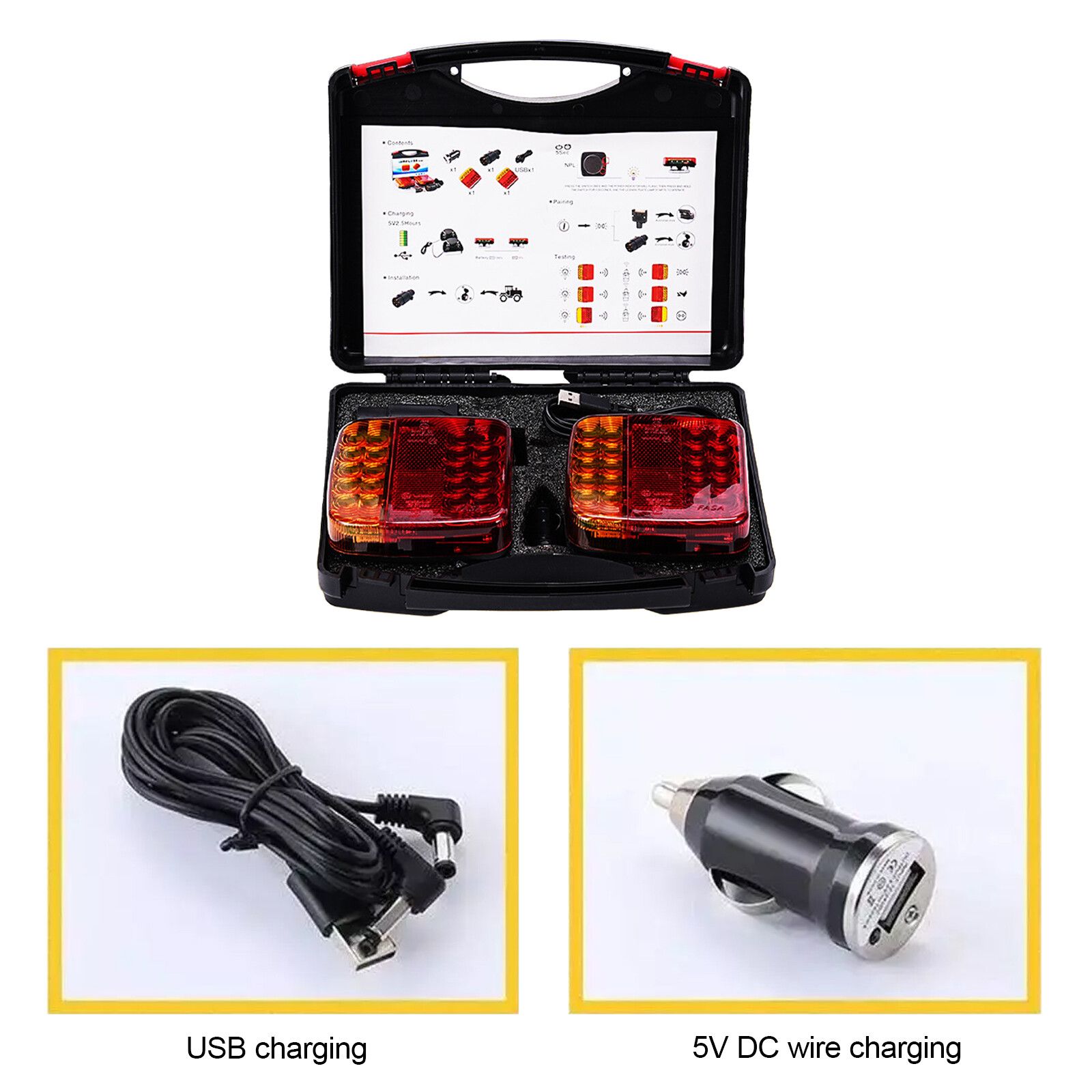 2X 7Pin LED Magnetic Wireless Trailer-TailLight Kit For Trailer Truck Automotive - Image 4