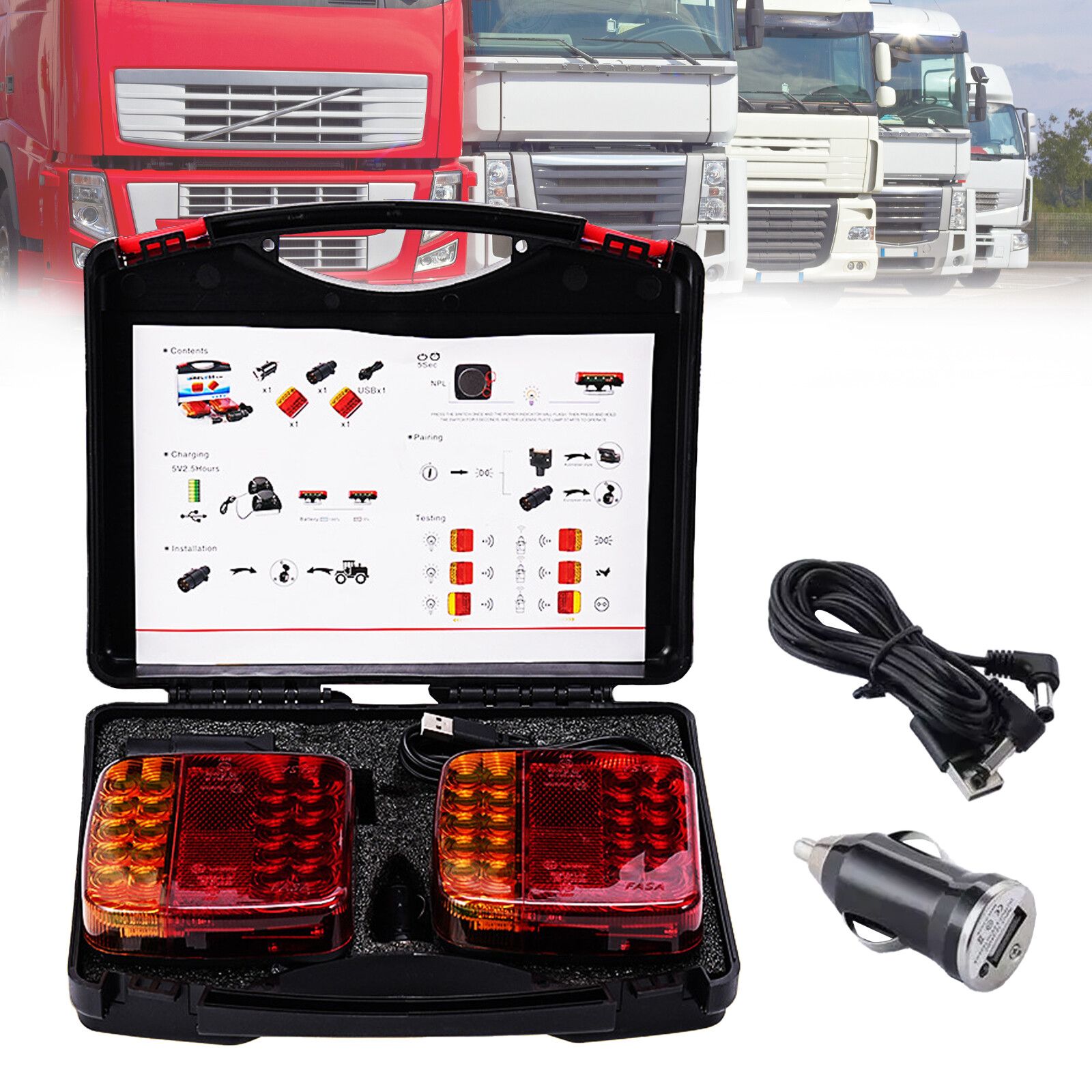 2X 7Pin LED Magnetic Wireless Trailer-TailLight Kit For Trailer Truck Automotive - Image 7