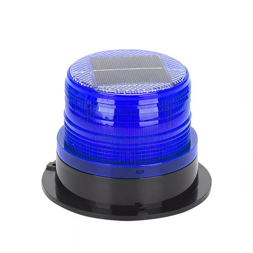 Solar Powered LED Flashing Beacon Light, 12-24V Amber Emergency Magnetic Warning Blue - Image 2