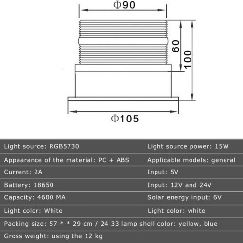 Solar Powered LED Flashing Beacon Light, 12-24V Amber Emergency Magnetic Warning Yellow - Image 6