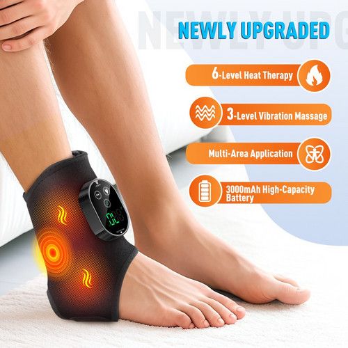 Black Cordless Ankle Heating Pad, Foot and Ankle Massager with Heat Foot Renew Triple - Image 5