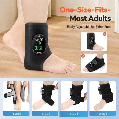 Black Cordless Ankle Heating Pad, Foot and Ankle Massager with Heat Foot Renew Triple - Image 7