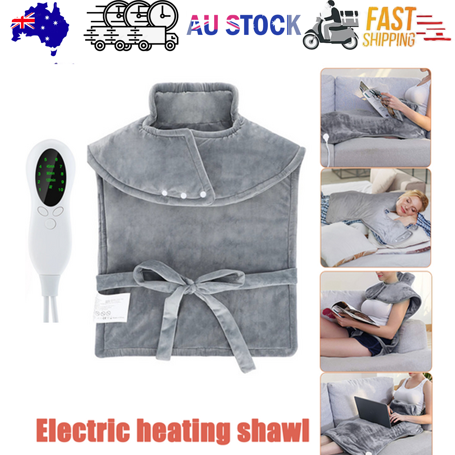 Portable Electric Heating Pad Wrap Heated Neck Shoulder Back Warm Pain Relief - Image 1
