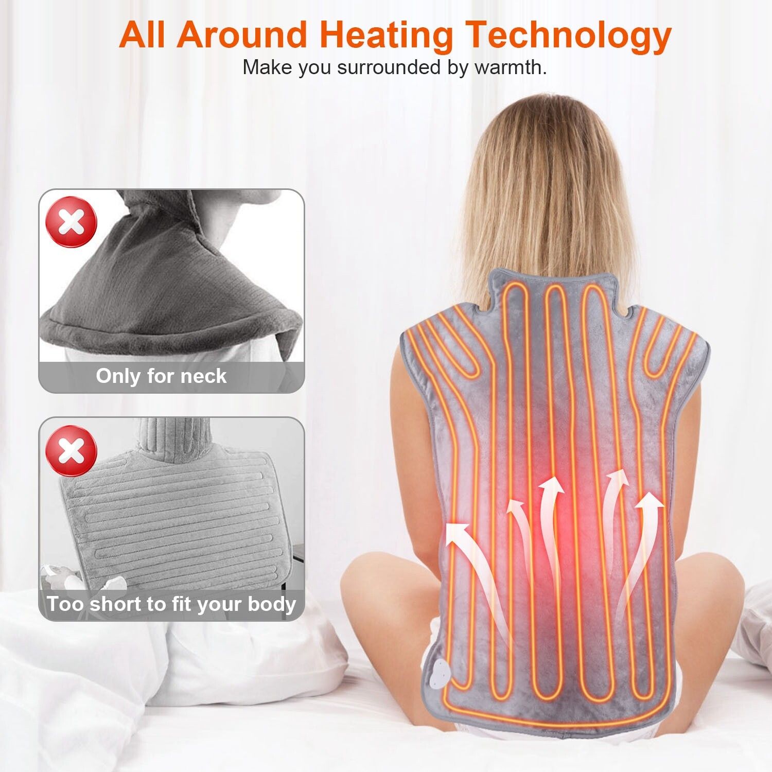 Portable Electric Heating Pad Wrap Heated Neck Shoulder Back Warm Pain Relief - Image 2