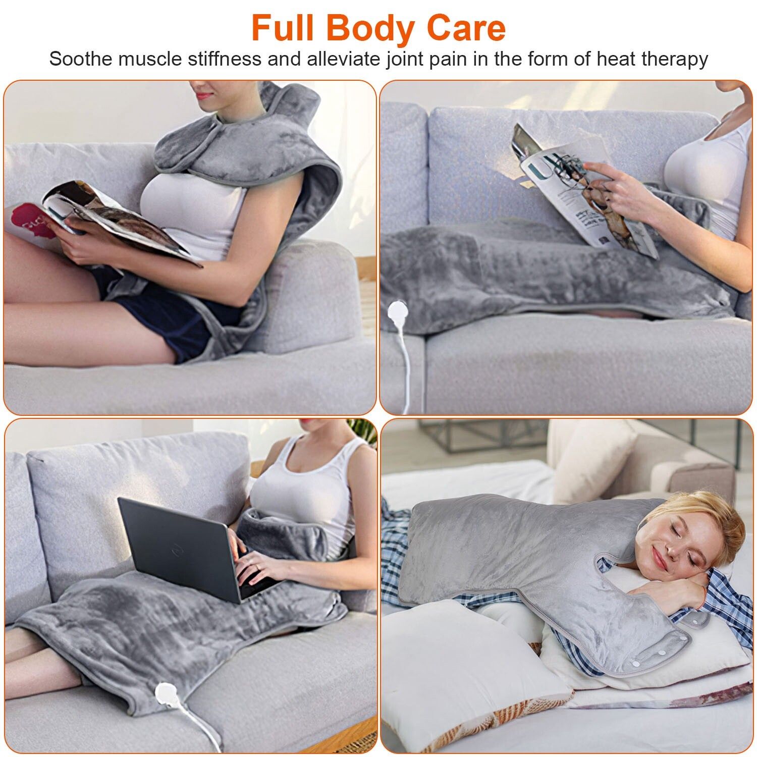 Portable Electric Heating Pad Wrap Heated Neck Shoulder Back Warm Pain Relief - Image 4