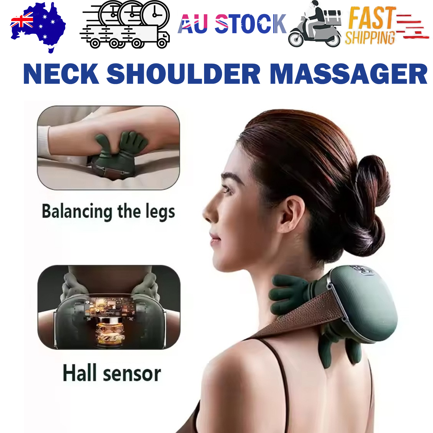 Neck Shoulder Massager, Electric Heated Kneading Back Massager Pain Relief - Image 1