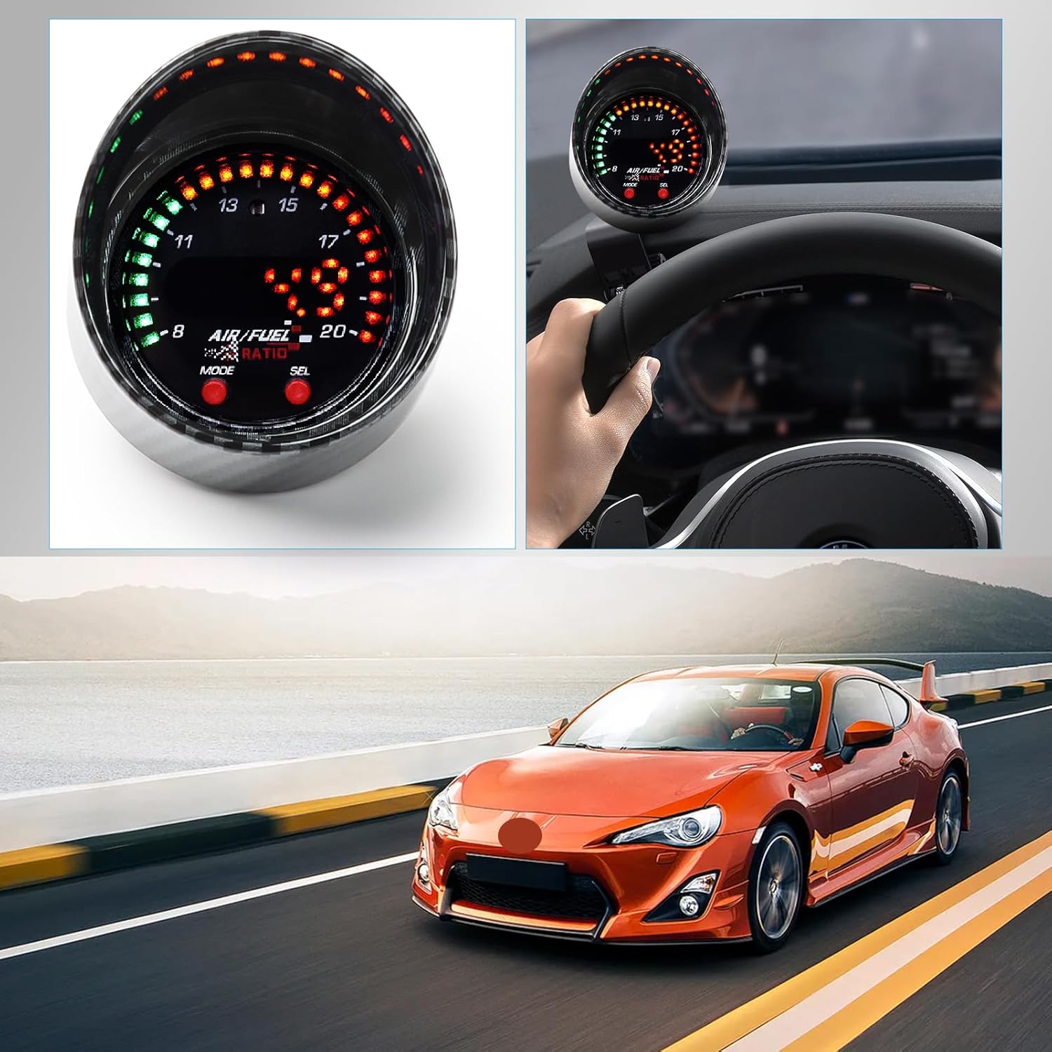 52mm AFR O2 UEGO Wideband Air Fuel Ratio Gauge Kit 30-0300 LSU 4.9 Probe Sensor - Image 5