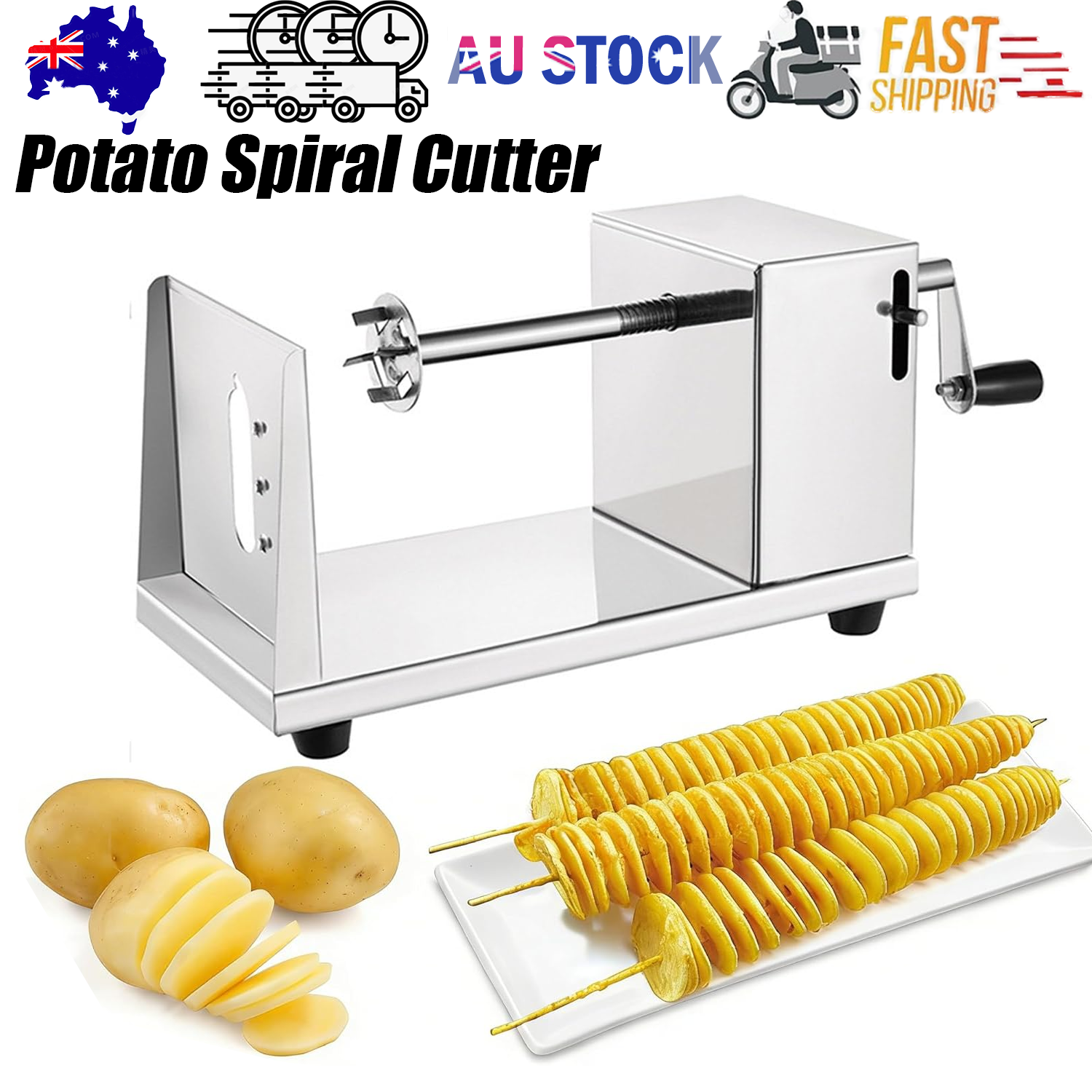 Potato Twister Tornado Slicer Cutter Stainless Steel Vegetable Spiral Machine - Image 1