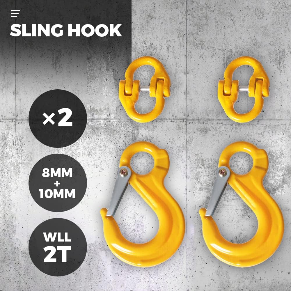 8/10mm Hammerlock +Eye Sling Hook Safety Chain Caravan Trailer connecting Extend - Image 2