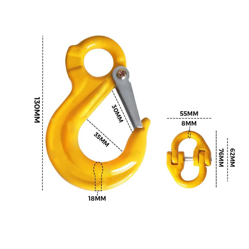 8/10mm Hammerlock +Eye Sling Hook Safety Chain Caravan Trailer connecting Extend - Image 4
