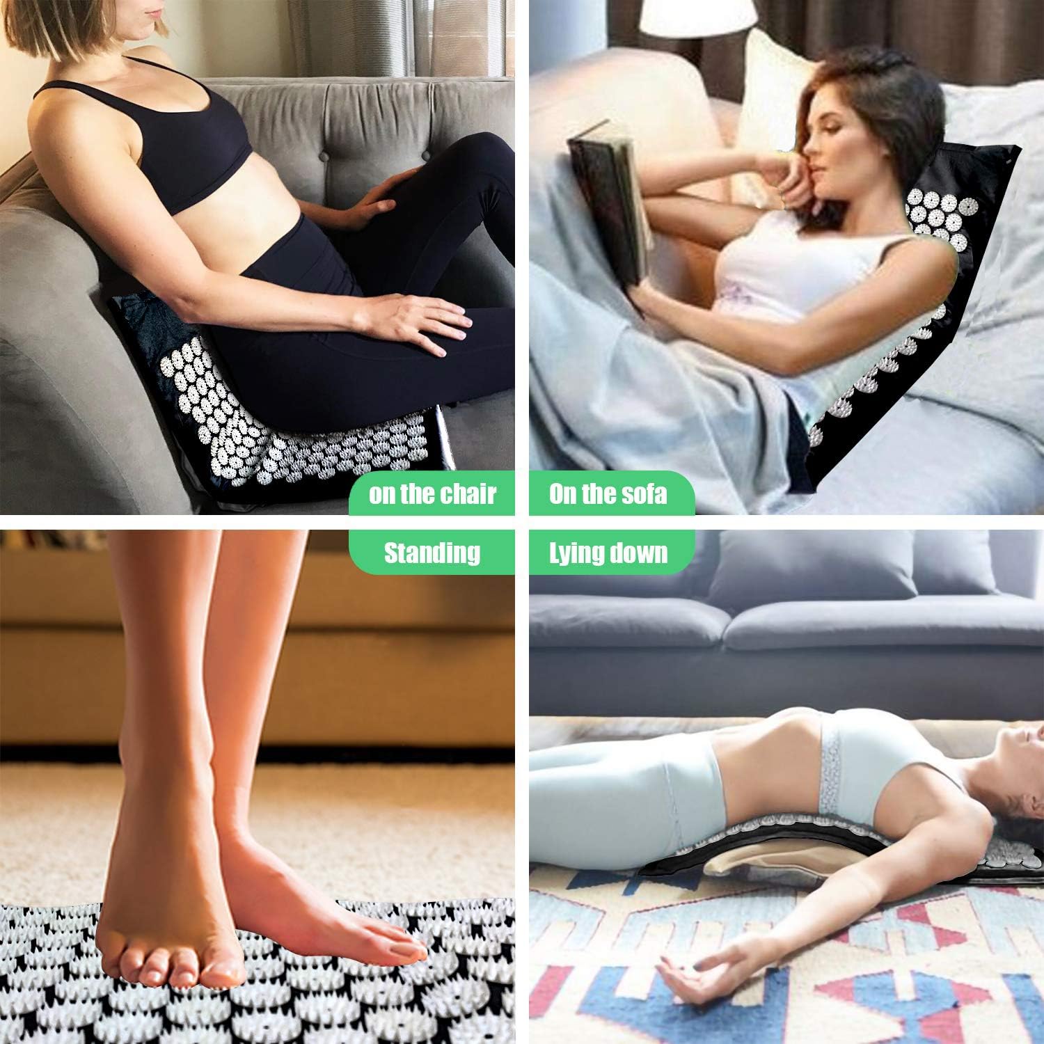 Black Massage Acupressure Mat Yoga Sit Lying Mats Pain Stress Soreness Relax AU NEW - Image 3