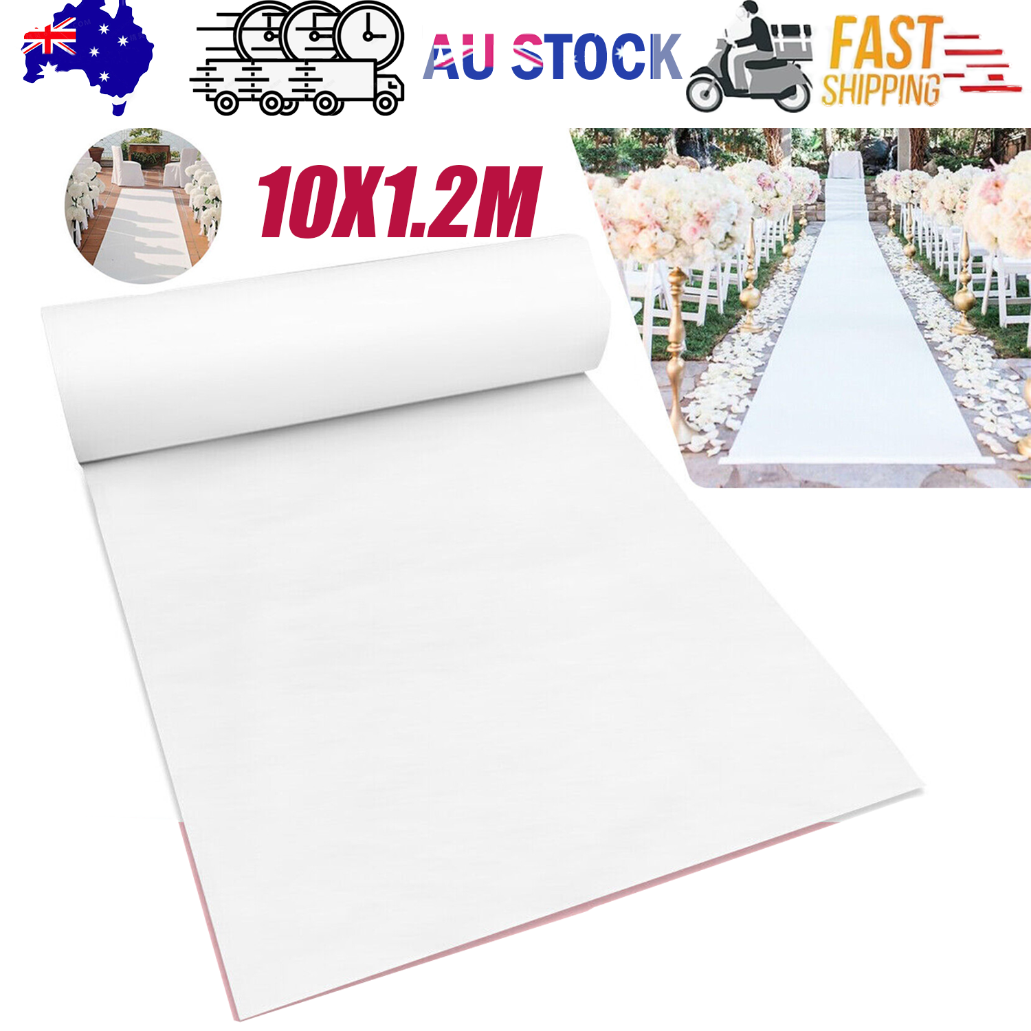 10X1.2M White Carpet Aisle Runner Wedding Party Event Decoration Mats Rugs - Image 1