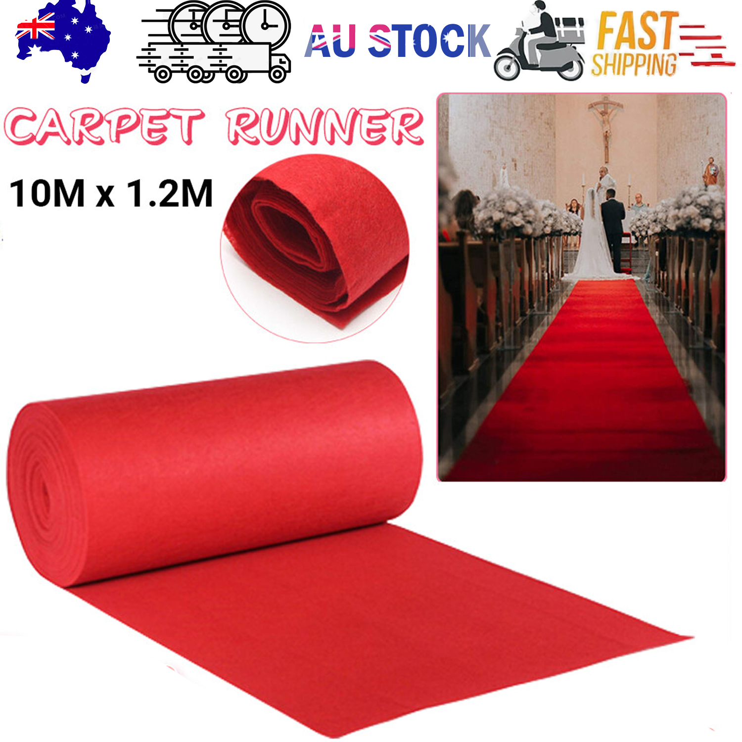 10M Red Carpet Aisle Runner Awards Night Casino Wedding Party Event Mats Decor - Image 1