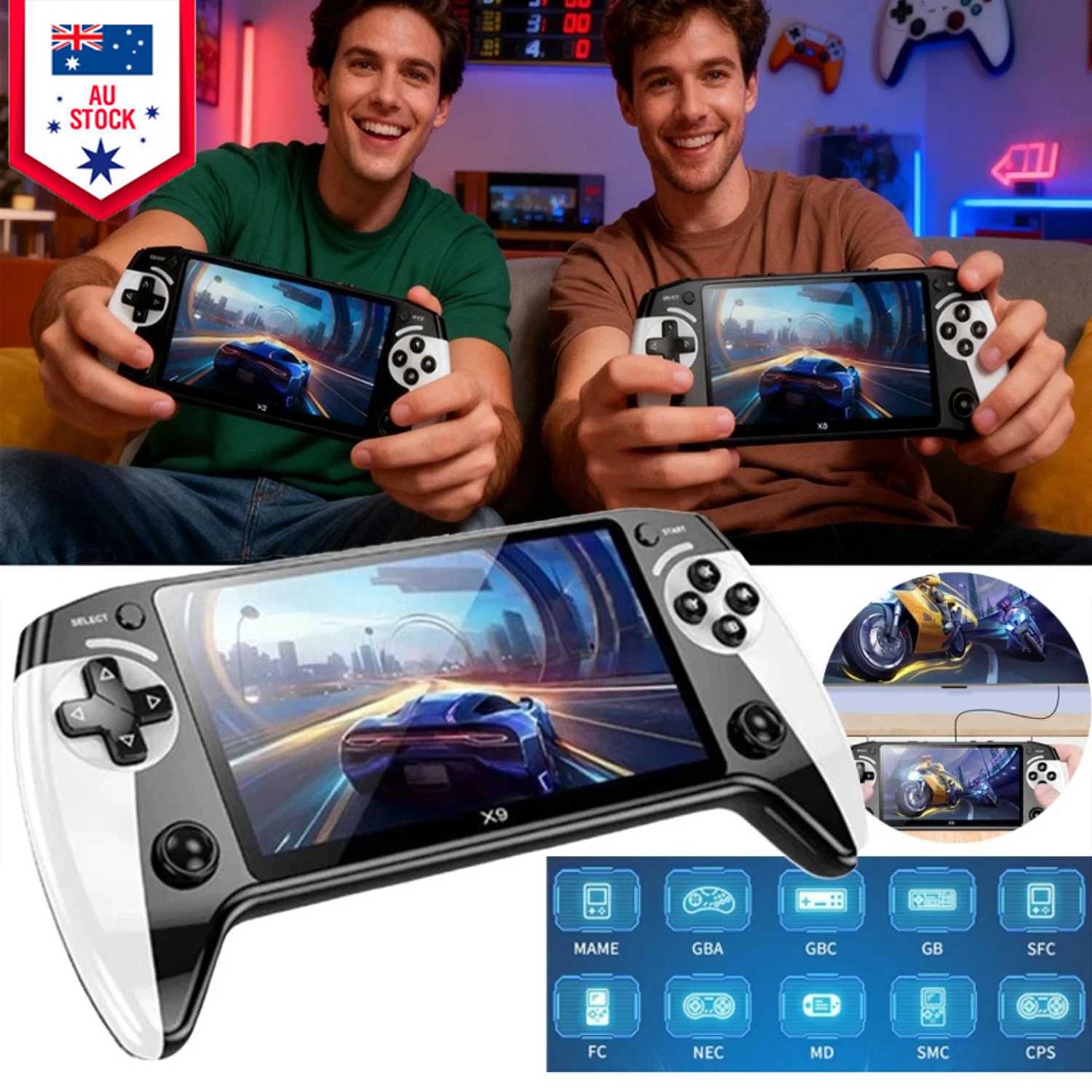 Handheld X9 Retro Game Console 5.5 Inch IPS Screen,Video Games,30000+ Games - Image 1