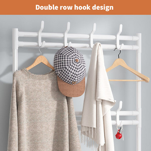 Shoe Rack Storage Cabinet Coat Hat Stand Metal Shelves 12 Pairs White 60CM - Image 6