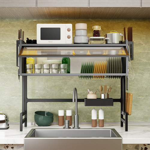 85CM Over The Sink Dish Drying Rack Carbon Steel Space Saving Above for Kitchen - Image 8