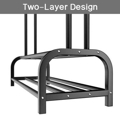 Black Heavy Duty Metal Double Clothes Rail Rack Garment Hanging Shoe Storage Shelf AU - Image 3