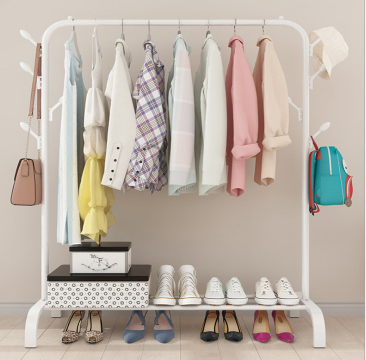 White Heavy Duty Clothes Rail Rack Hanging Garment Display Stand Shoe Storage Shelf - Image 1