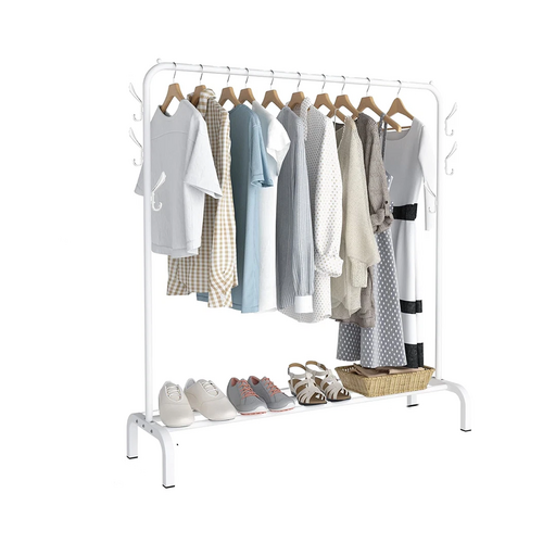 White Heavy Duty Clothes Rail Rack Hanging Garment Display Stand Shoe Storage Shelf - Image 6