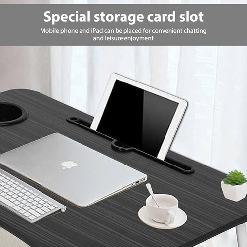 Black Laptop Stand Table Foldable Desk Computer Study Bed Adjustable Cup Slot Tray - Image 3