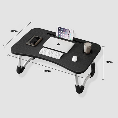 Black Laptop Stand Table Foldable Desk Computer Study Bed Adjustable Cup Slot Tray - Image 8